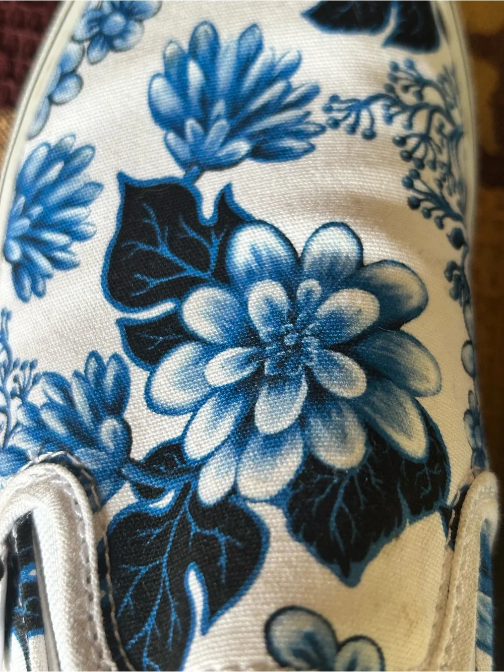 Vans Off The Wall Floral Blue Canvas Shoes - Size 5